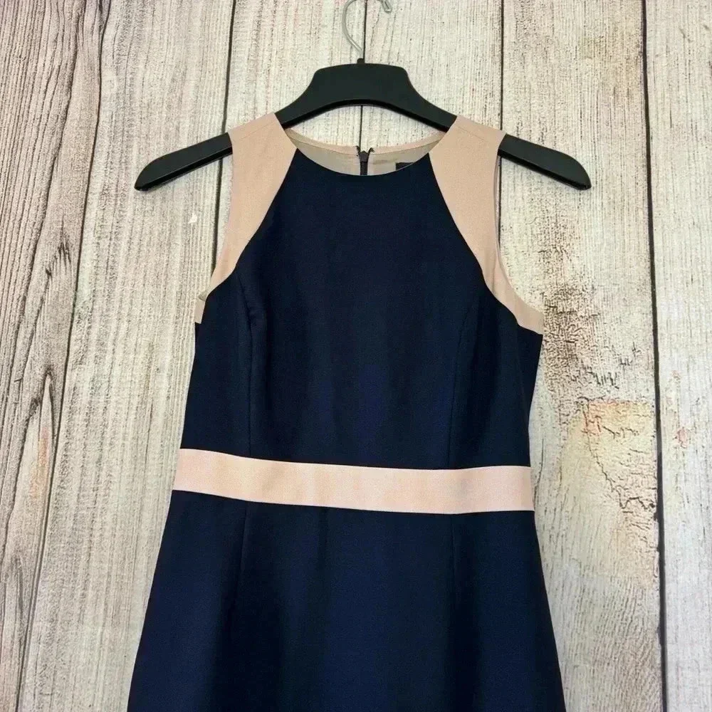 J.Crew Womens Navy Crepe Gwen Sleveless wool dress size 2